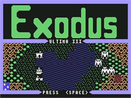 Title screen of Ultima III: Exodus on the Commodore 64.