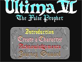 Title screen of Ultima VI: The False Prophet on the Commodore 64.