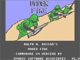 Title screen of Under Fire on the Commodore 64.