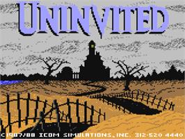 Title screen of Uninvited on the Commodore 64.