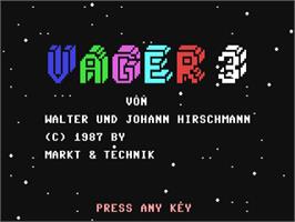 Title screen of Vager 3 on the Commodore 64.
