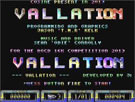Title screen of Vallation on the Commodore 64.
