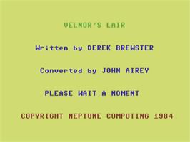 Title screen of Velnor's Lair on the Commodore 64.