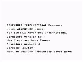 Title screen of Voodoo Castle on the Commodore 64.