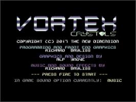 Title screen of Vortex Crystals on the Commodore 64.