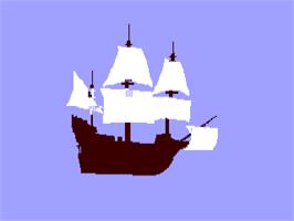 Title screen of Voyage Of The Mayflower on the Commodore 64.