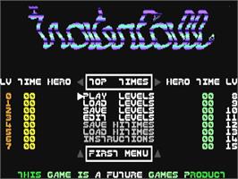 Title screen of Waterfall on the Commodore 64.