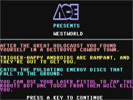 Title screen of West World on the Commodore 64.