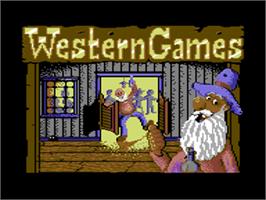 Title screen of Western Games on the Commodore 64.