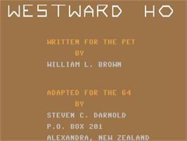 Title screen of Westward Ho on the Commodore 64.