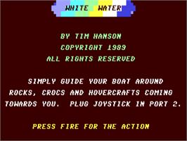 Title screen of White Water on the Commodore 64.