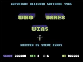 Title screen of Who Dares Wins on the Commodore 64.