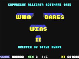 Title screen of Who Dares Wins 2 on the Commodore 64.