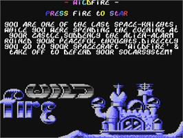 Title screen of Wildfire (Mega Industries) on the Commodore 64.
