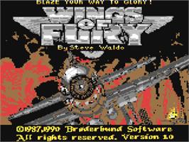 Title screen of Wings Of Fury on the Commodore 64.