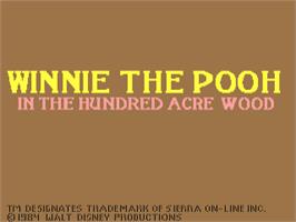 Title screen of Winnie the Pooh in the Hundred Acre Wood on the Commodore 64.