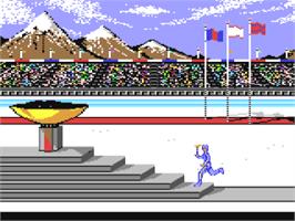 Title screen of Winter Games on the Commodore 64.