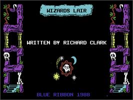 Title screen of Wizard's Lair on the Commodore 64.