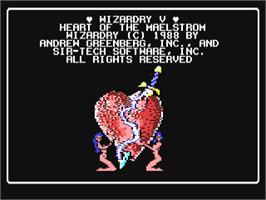 Title screen of Wizardry V: Heart of the Maelstrom on the Commodore 64.