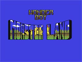 Title screen of Wonder Boy in Monster Land on the Commodore 64.