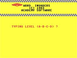 Title screen of Word Invaders on the Commodore 64.