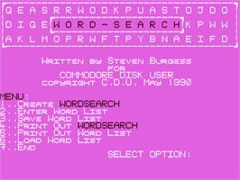 Title screen of Wordsearch on the Commodore 64.