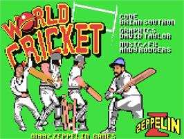 Title screen of World Cricket on the Commodore 64.