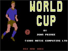 Title screen of World Cup Soccer (ShareData) on the Commodore 64.