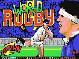 Title screen of World Rugby on the Commodore 64.