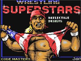 Title screen of Wrestling Superstars on the Commodore 64.