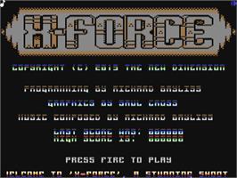 Title screen of X-Force on the Commodore 64.