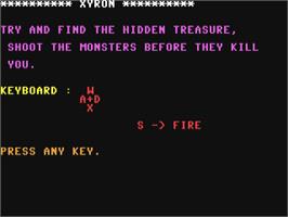 Title screen of Xyron on the Commodore 64.