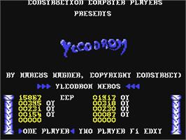 Title screen of Ylcodrom on the Commodore 64.