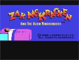 Title screen of Zak Mckracken And The Alien Mindbenders on the Commodore 64.