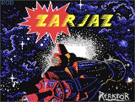 Title screen of Zarjaz on the Commodore 64.