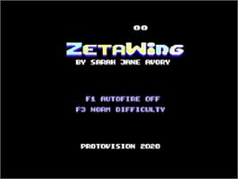 Title screen of Zeta Wing on the Commodore 64.