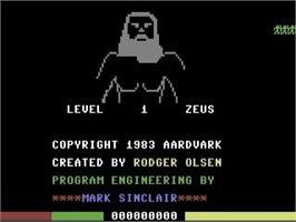 Title screen of Zeus on the Commodore 64.