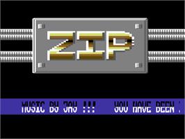 Title screen of Zip on the Commodore 64.