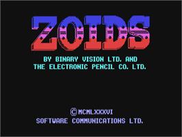 Title screen of Zoids on the Commodore 64.