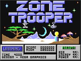 Title screen of Zone Trooper on the Commodore 64.