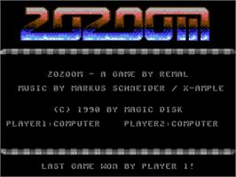 Title screen of Zozoom on the Commodore 64.