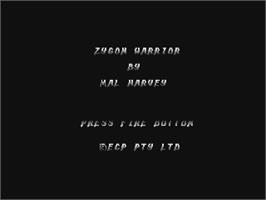 Title screen of Zygon Warrior on the Commodore 64.