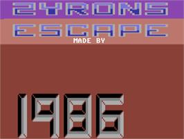 Title screen of Zyrons Escape on the Commodore 64.