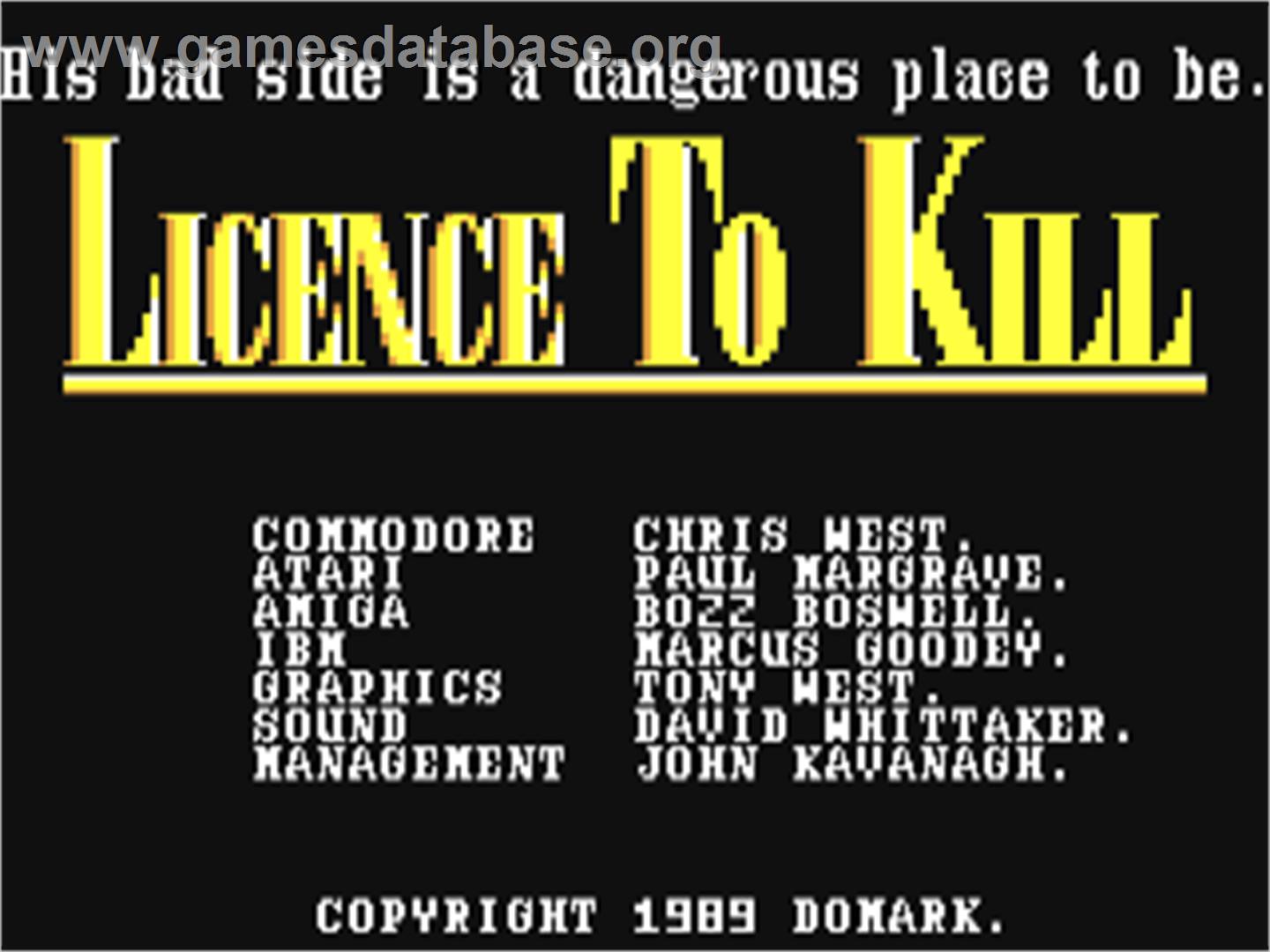 007: Licence to Kill - Commodore 64 - Artwork - Title Screen