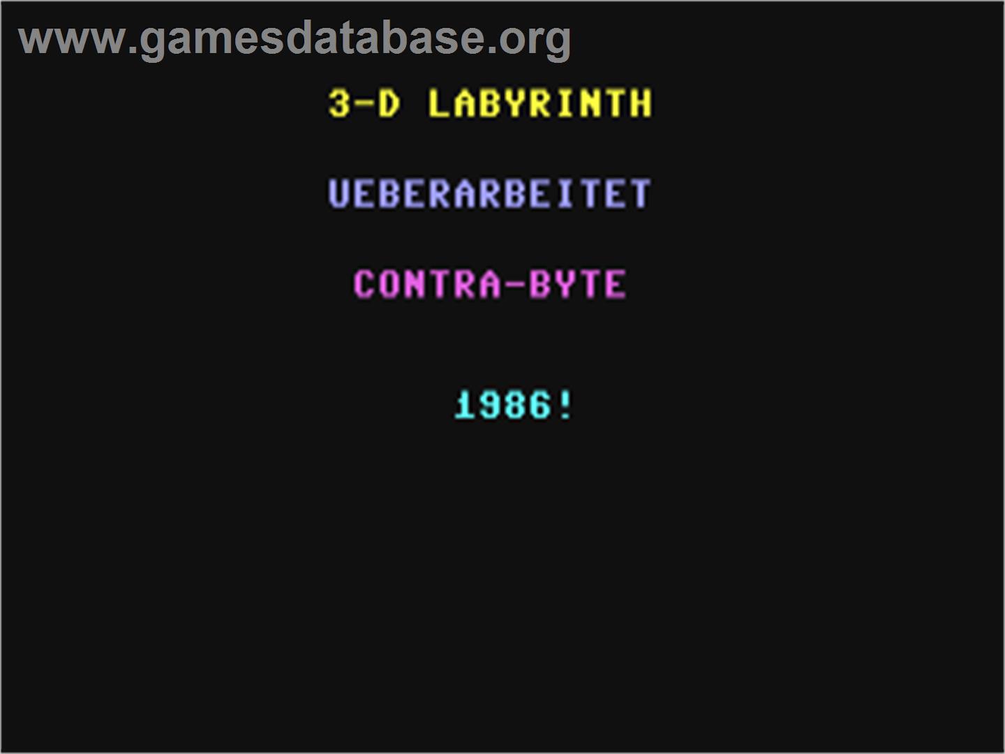 3-D Labyrinth (COMPUTE!) - Commodore 64 - Artwork - Title Screen