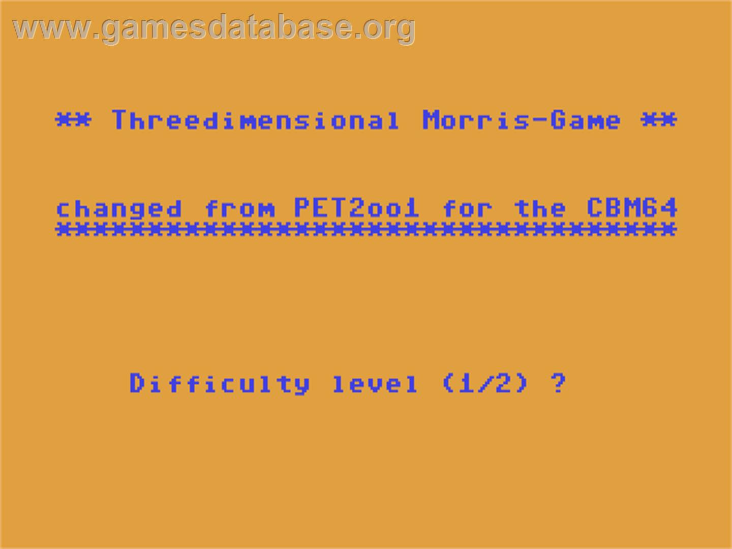 3D Morris / 3D Muehle - Commodore 64 - Artwork - Title Screen