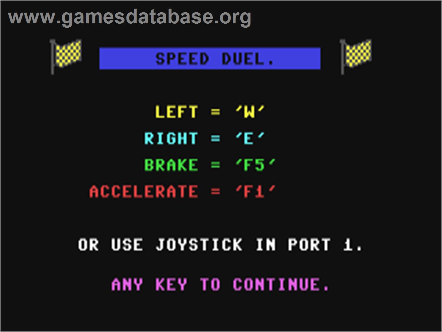 3D Speed Duel - Commodore 64 - Artwork - Title Screen
