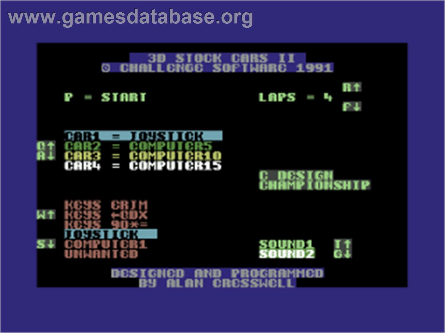 3D Stock Cars II - Commodore 64 - Artwork - Title Screen