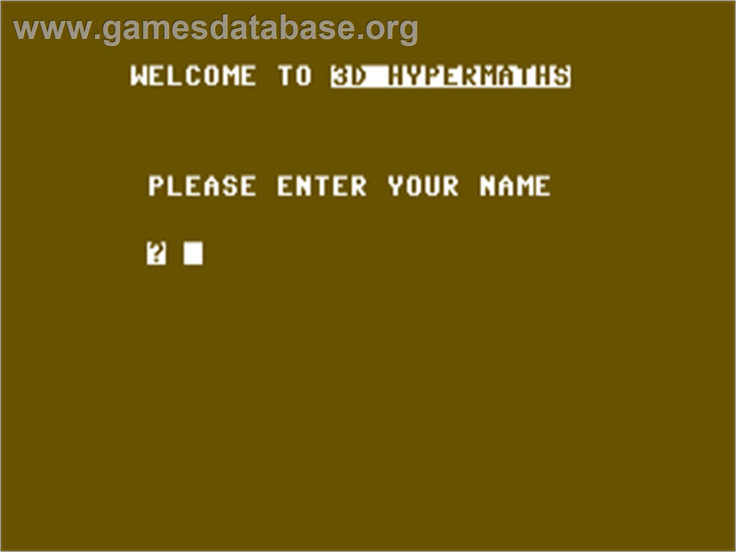 3d Hypermaths - Commodore 64 - Artwork - Title Screen