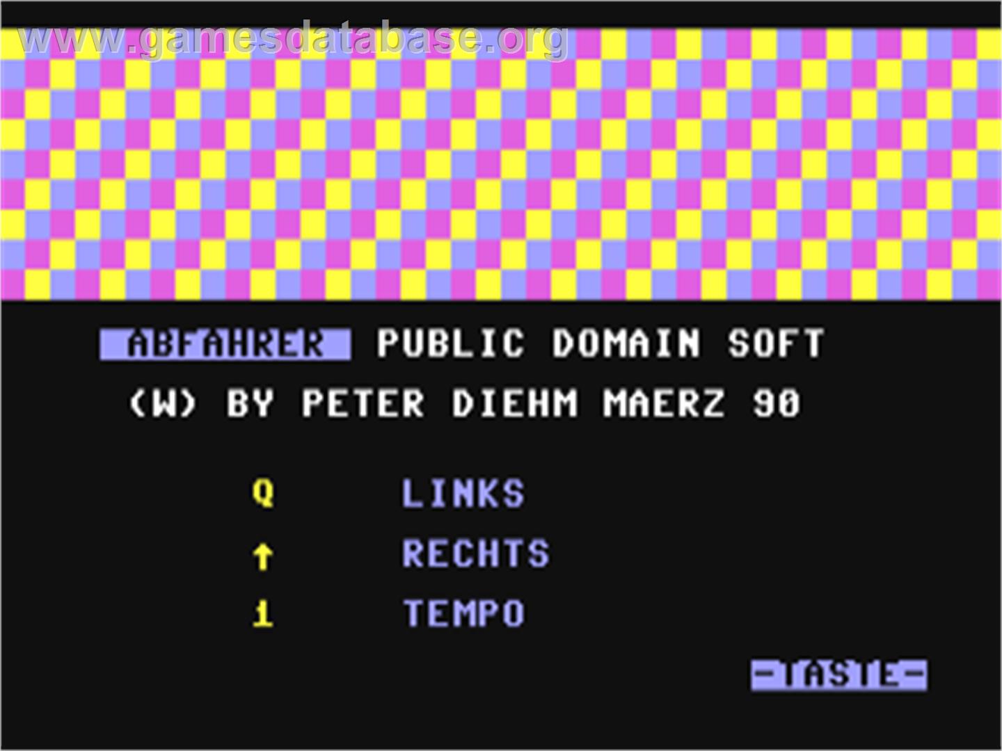 Abfahrer - Commodore 64 - Artwork - Title Screen
